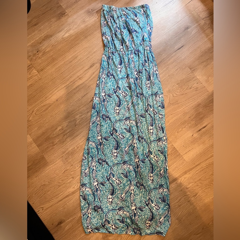 Lilly Pulitzer for Target, Blue Mermaid Strapless Dress, XS